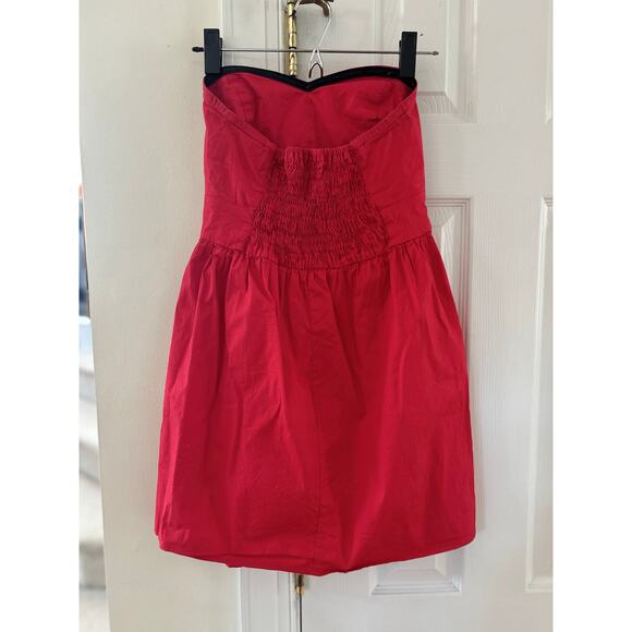 Bebop Babydoll Strapless Red Pin Tuck Pleat Micro Mini Dress Coquette Y2K Twee - Picture 4 of 6